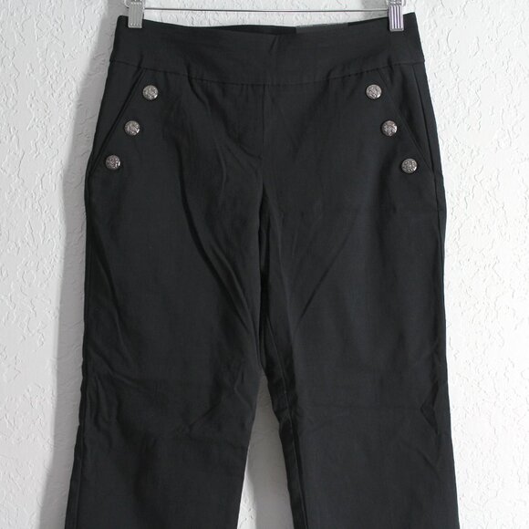 Roz & Ali Black Sailor Pants Classic Fit pull on high waist trouser 4 petite New - Picture 4 of 12